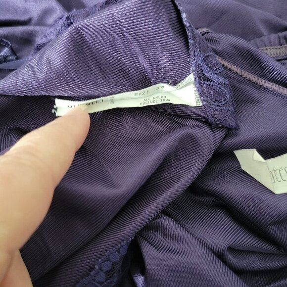 Delicates Camisole Half Slip Set Small 34 Lingerie Purple Nylon Lace Vintage USA - Picture 9 of 9